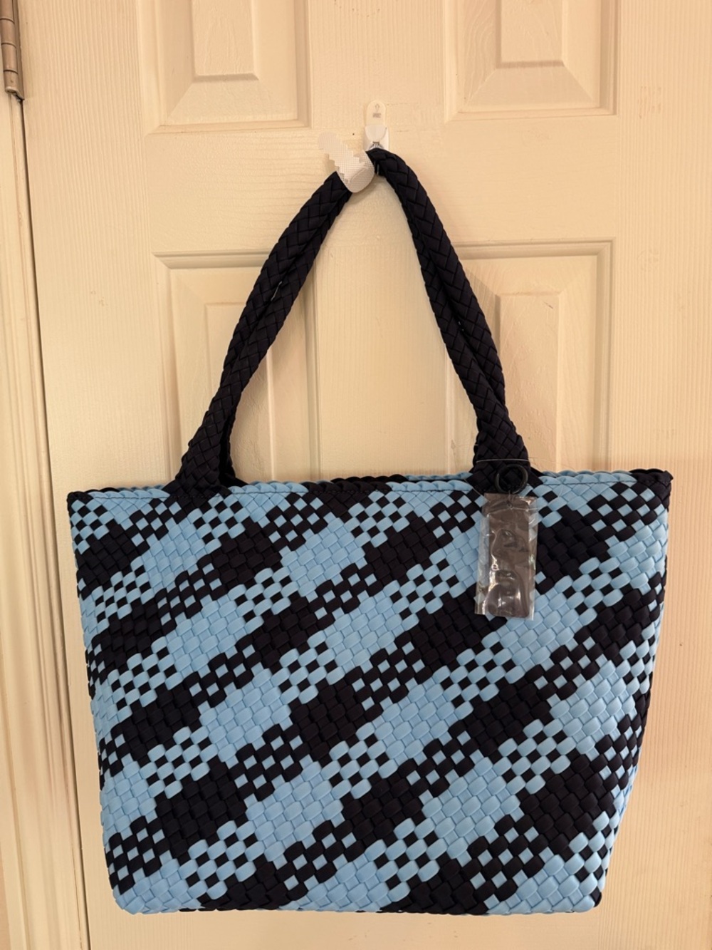 🦊💙🦊🩵 WILDFOX WOVEN HOUNDSTOOTH LARGE SHOPPER  TOTE BAG 🦊💙🦊🩵  NWT 🦊💙🦊🩵